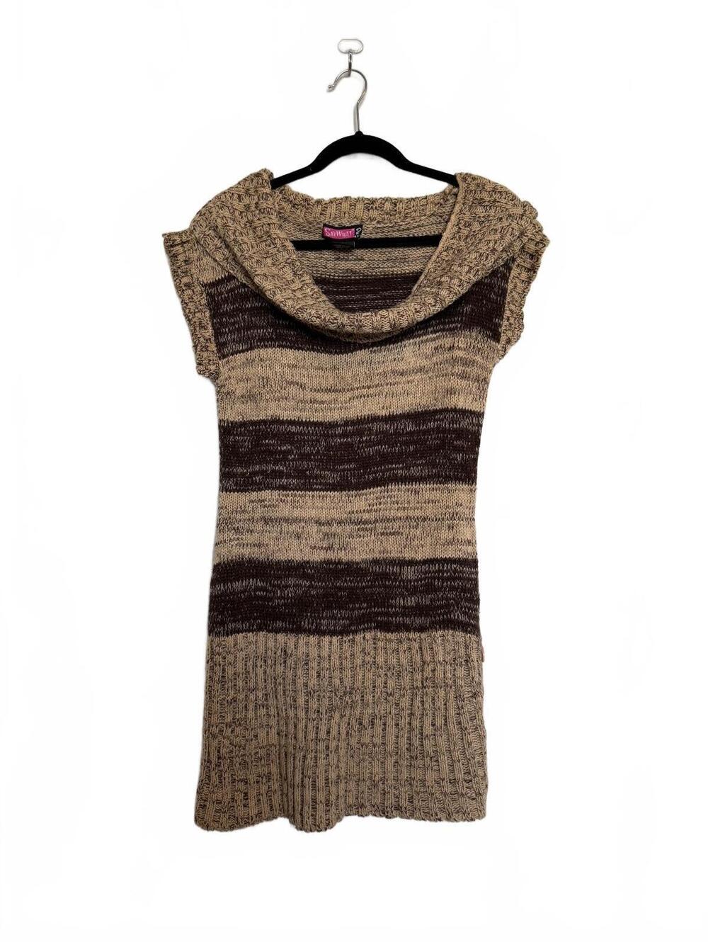 Y2K Striped Knit Sweater turtleneck Dress